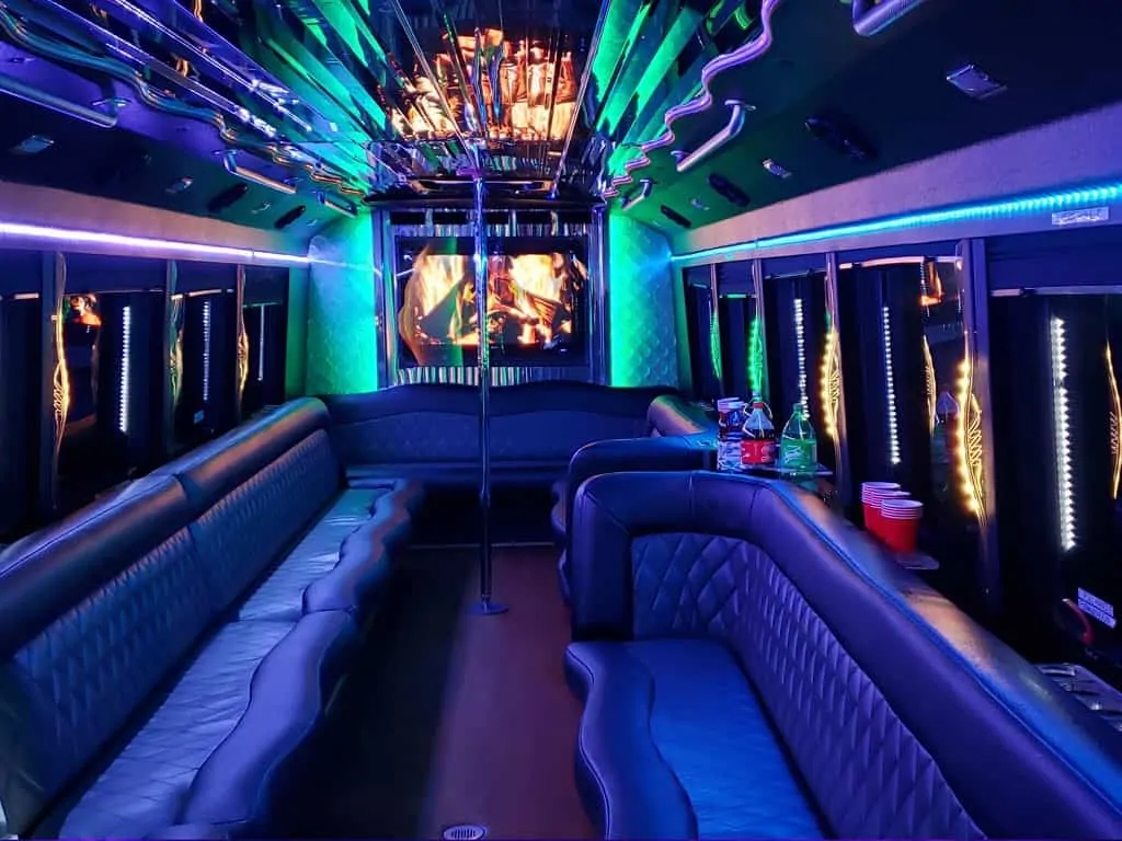 party bus limousine service tampa by l3limo – 32 guests party bus